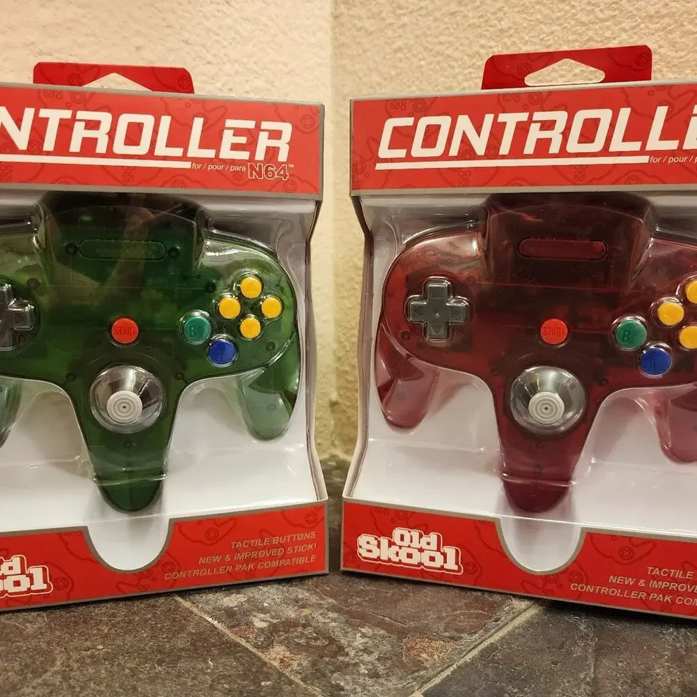 2 N64 Controllers - Jungle Green & Watermelon Red (NEW) - Nintendo64 - Funtastic